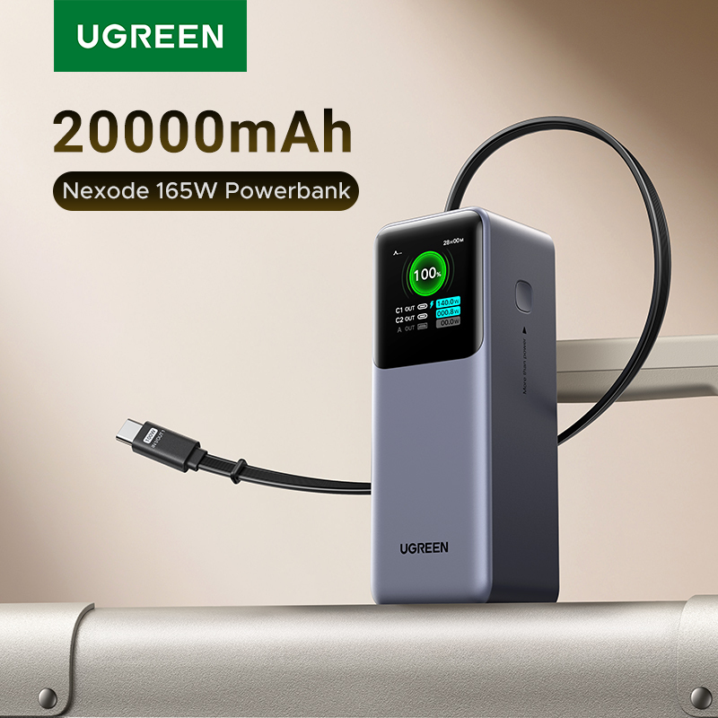  UGREEN Nexode 165W 20000mAh Power Bank Portable PD External Battery PowerBank for Macbook Pro 140W 100W PD3.0 Fast Charge 