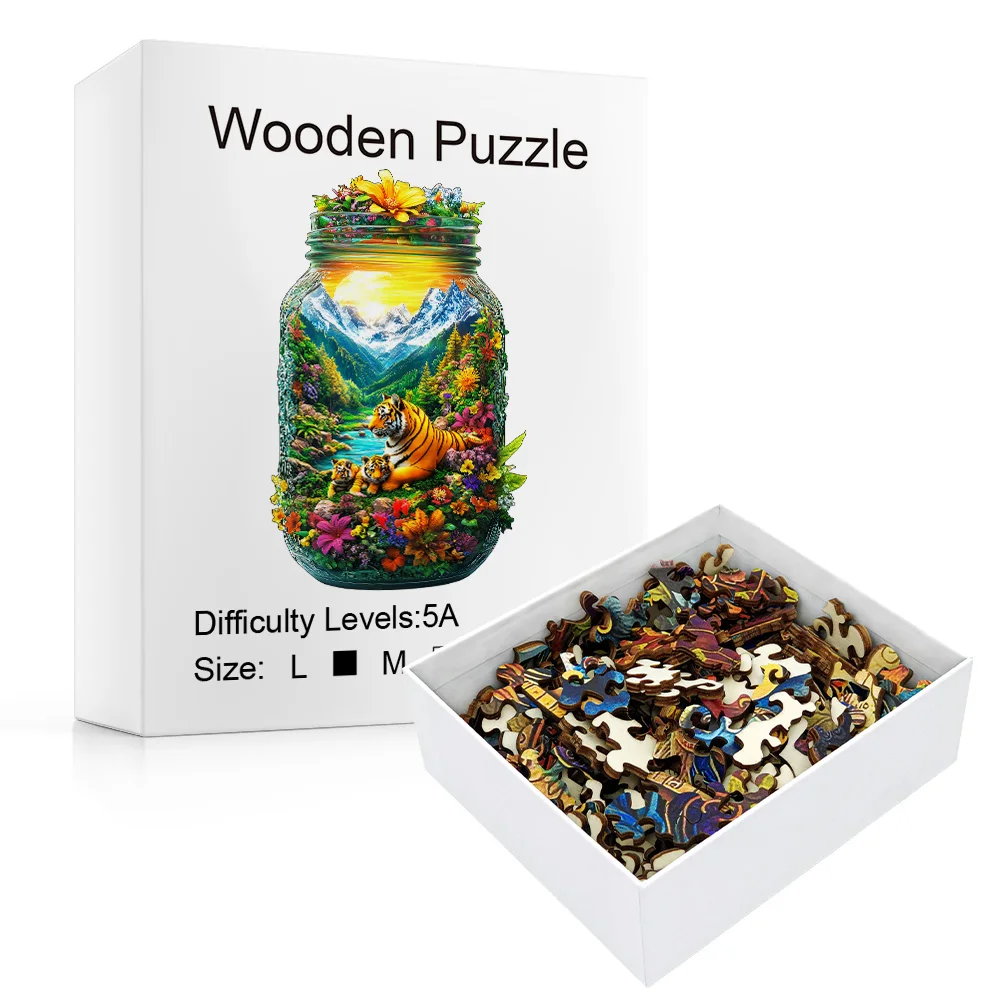 ユニークな木製ジグソーパズル - 大人向けの難しいチャレンジ、家族ゲーム、家の装飾、理想的な贈り物