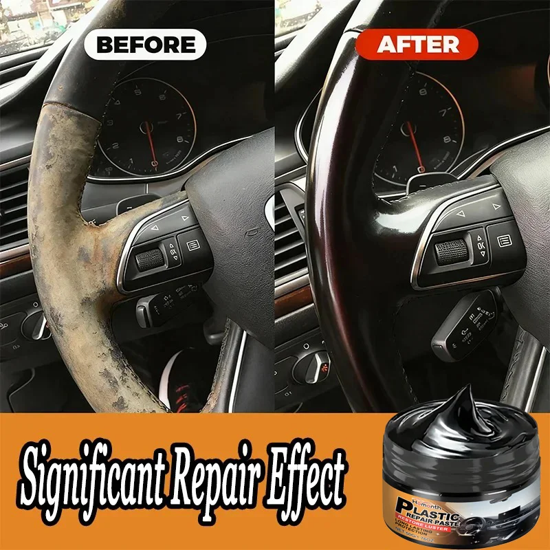 Car Steering Wheel Restoration Paste | Black Plastic Parts Coating | Removes Scratches & Oxidation,Enhances Shine,Repairs Cracks