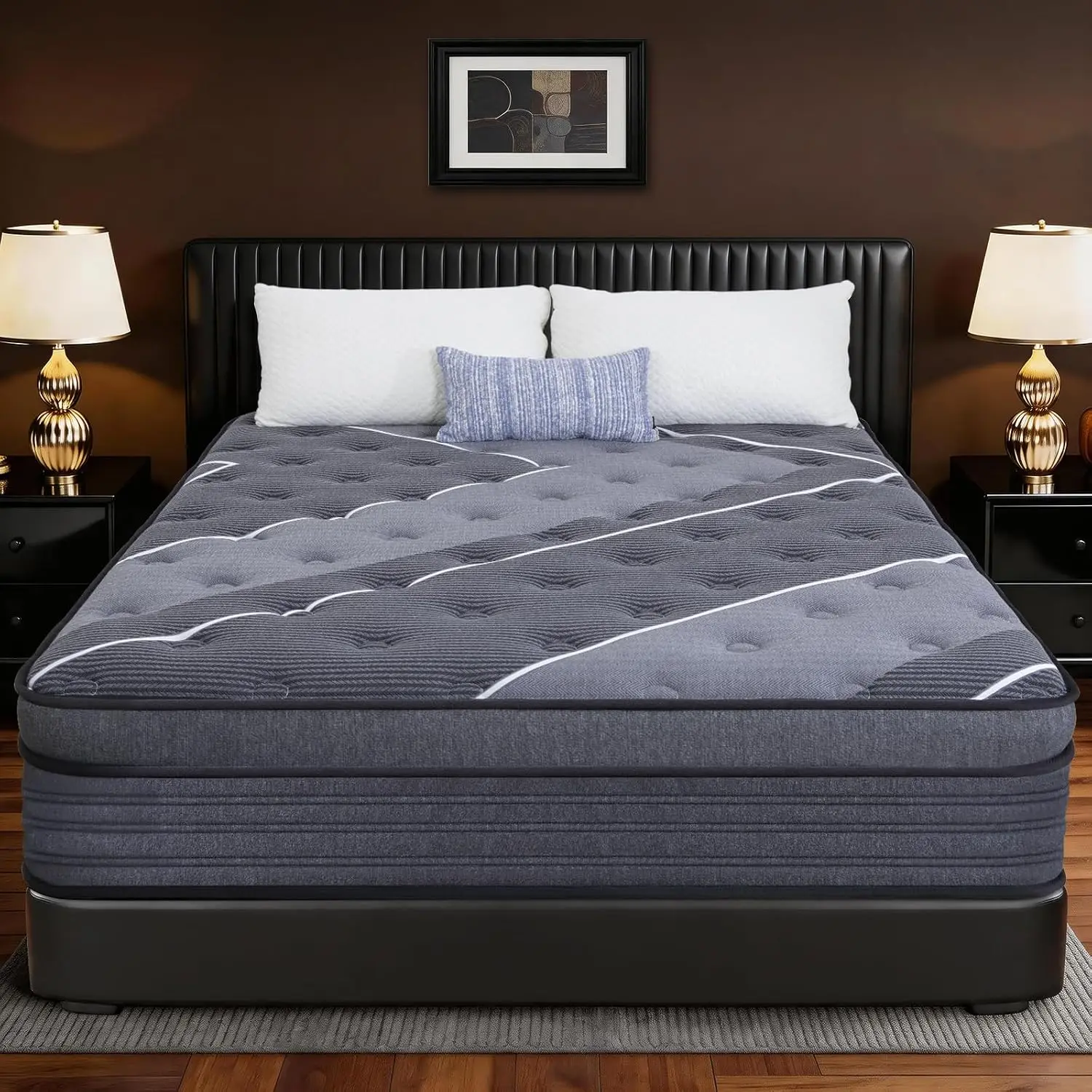Full Mattress 12 Inch - Hotel Style Luxury Hybrid Mattress in a Box, Cooling Gel Memory Foam & Pocket Coils, Medium Firm, Motion