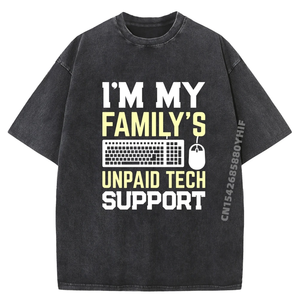 

I M My Family Unpaid Tech Support Компьютерный инженер Черные графические футболки Мужские потертые футболки в стиле ретро Мужские топы