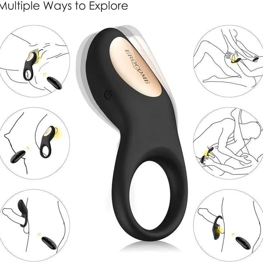 8 Vibration Mode Remote Control Penis Rings Vagina Orgasm Lock Vibrator Silicone Vibrator for Men Couple Adult Sex Toy New