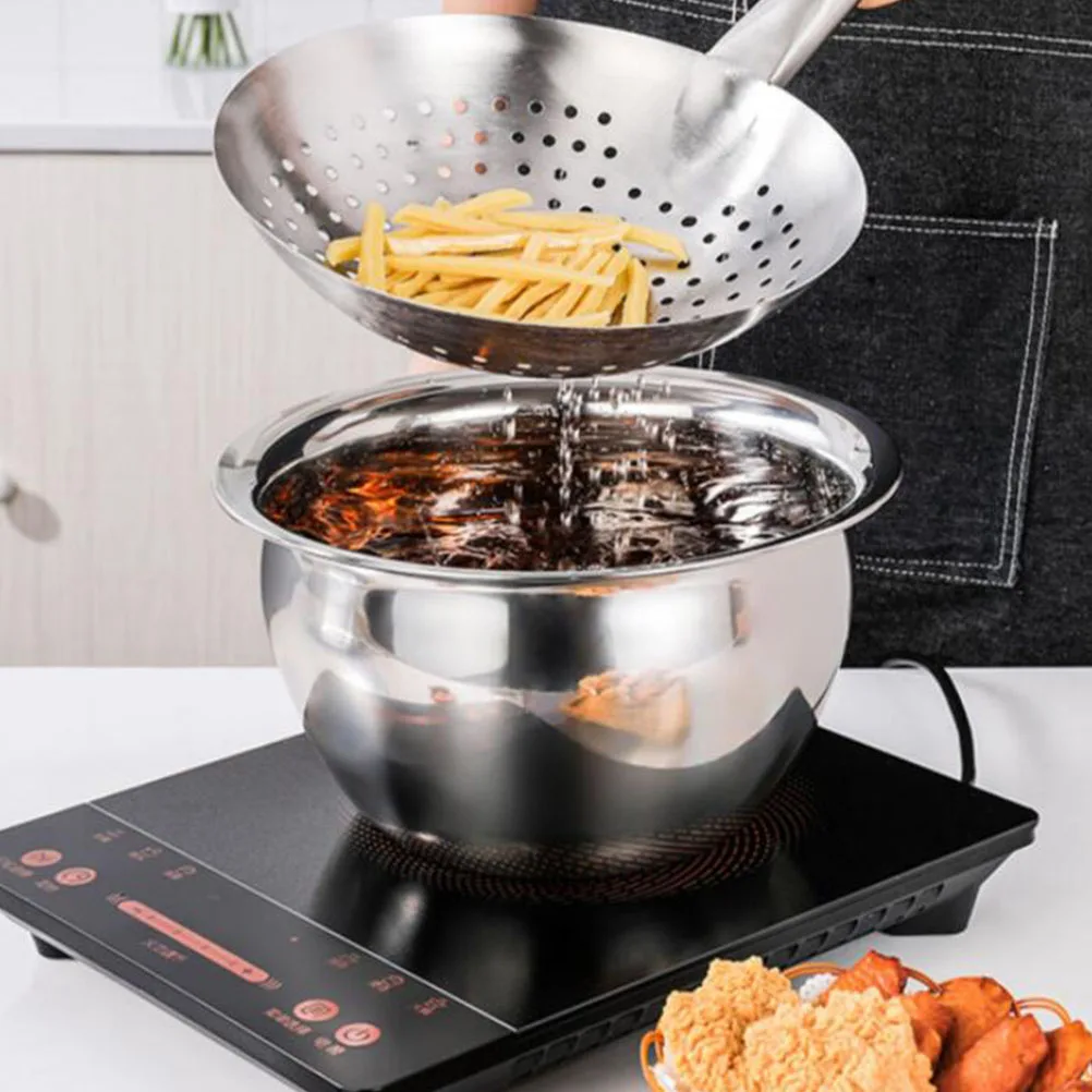 

Oil Drum Basin 9 Inch Stainless Steel Food Storage Organizer Multifunctional Kitchen Supply Round Household Bowl