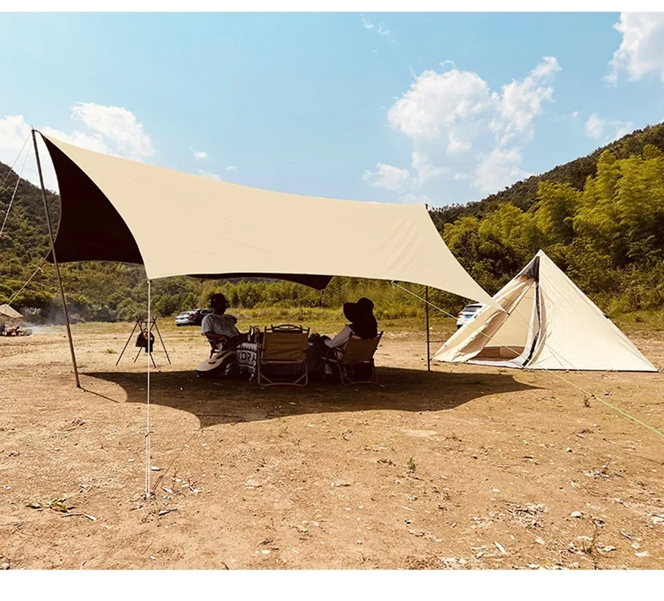 

Black Coated Tarp Butterfly Outdoor Shade Sail SunShade Tarp Shelter Beach Awning Canvas Ultralight Camping Tarp Waterproof