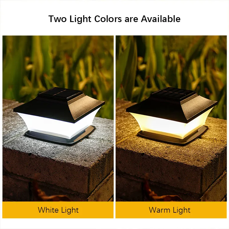 Lampu Pos Tenaga Surya dengan Nyala/Mati Otomatis, Penerangan Lansekap LED untuk Tiang Teras Pagar Jalur Taman