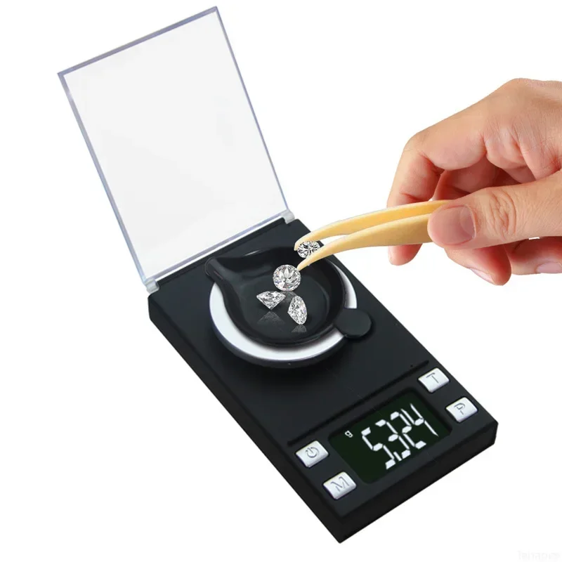 0.001g Precision Jewelry Scale Digital LCD Milligram Scale Electronic Balance for Gem Lab Weight with Calibration Weights