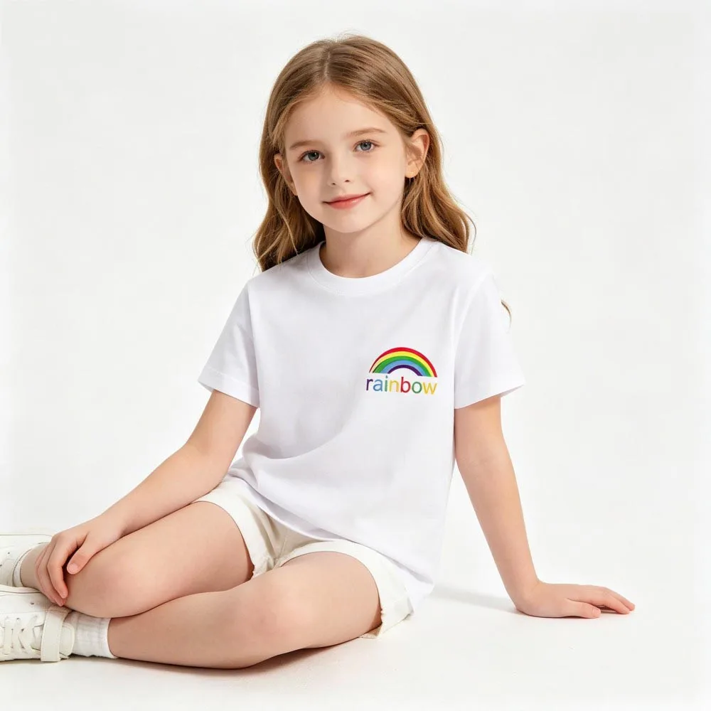 Kids Girl T Shirts Summer 100% Cotton Baby Teen Girls Clothes White Graphic Flamingo Tees 1 2 3 4 5 6 7 8 9 10 11 12 13 14 Years