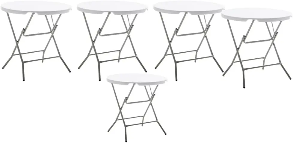 White Round Plastic Folding Table Set Portable For Indoor Outdoor Picnic Camping Party Wedding Dining Event Banquet Home Kitchen