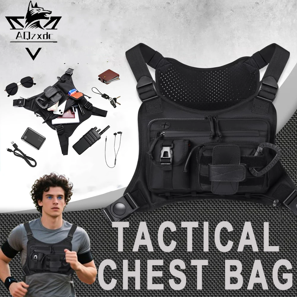 

Tactical Chest Bag Pouch for Men Women EDC Waterproof Anti-Theft Sports Workouts Chest Pack Vest for Running Hiking Cycling
