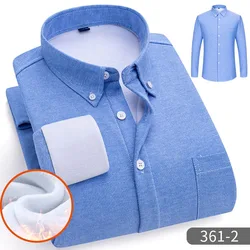Men's long sleeve shirt warm and thick cold resistance business casual autumn and winter stripes solid color all comfortable