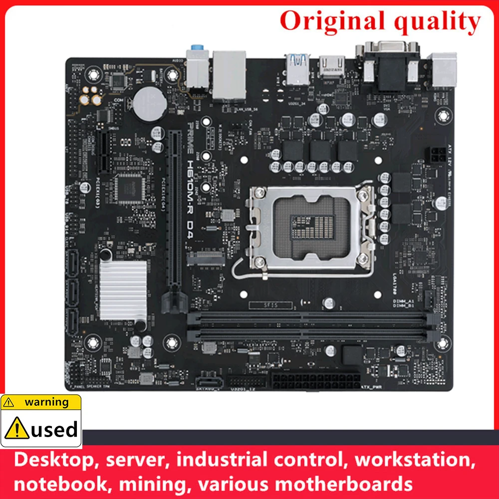 Placas-mãe usadas para PRIME H610M-R D4, LGA 1700, DDR4, 64GB, M-ATX para Intel H610 Desktop Mainboard, SATA III, USB 3.0