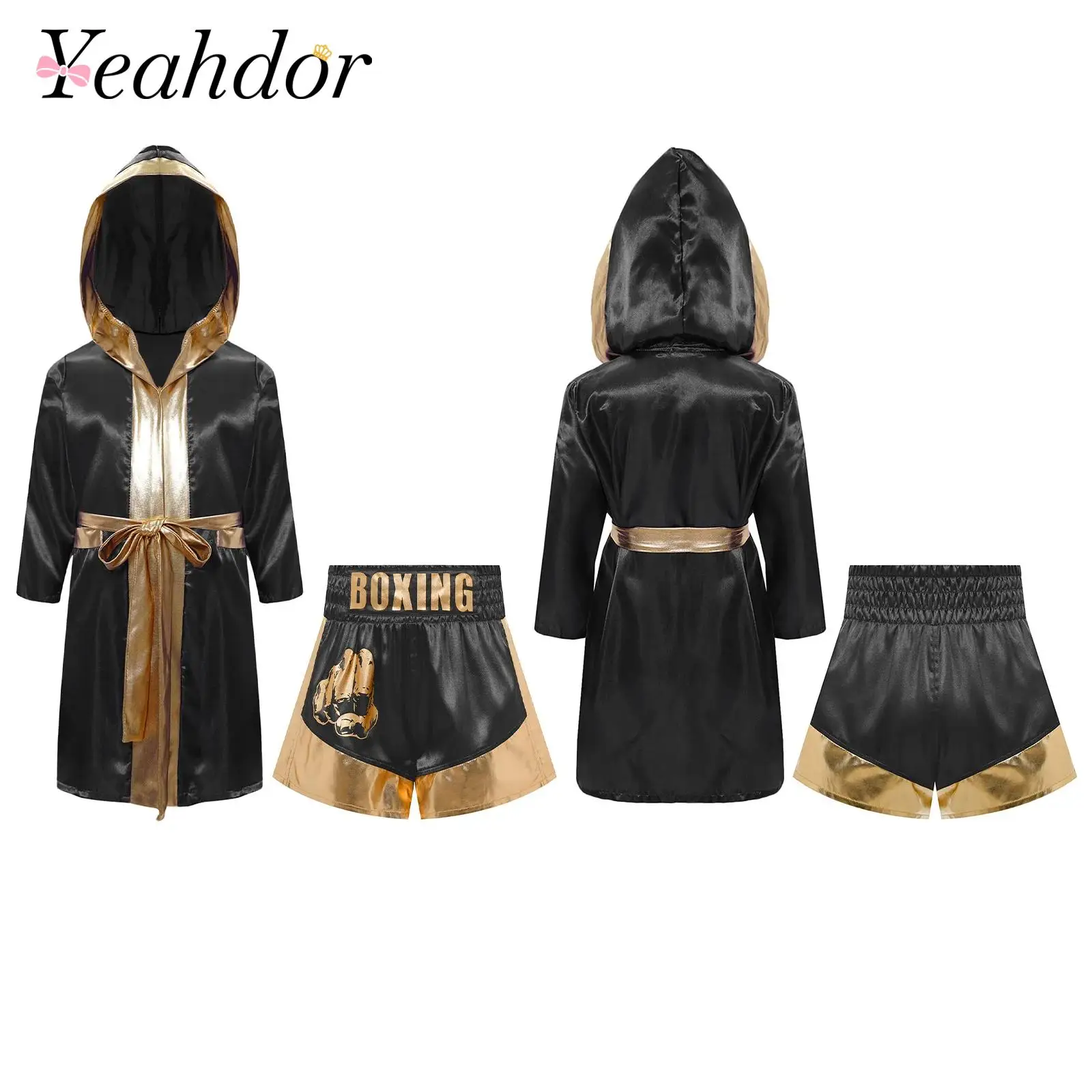 Muay thai roupa para meninos meninas crianças conjuntos de roupas de boxe roupa de cetim treinamento de luta cosutmes crianças boxer robes ternos