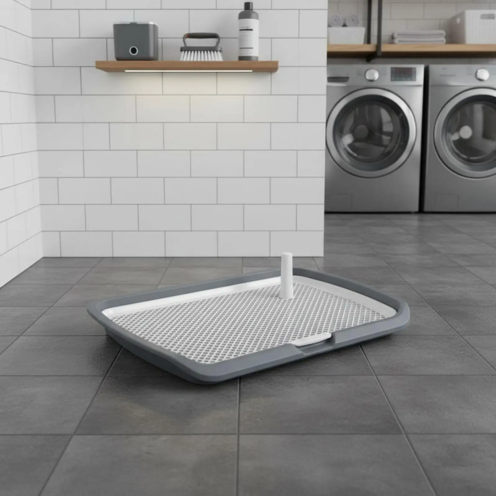 Dog Potty Tray with Post Removable Grate Indoor Dog Potty Tray Indoor Puppy Training Pad Holder Keeps Paws Dry for Dogs, Balcony