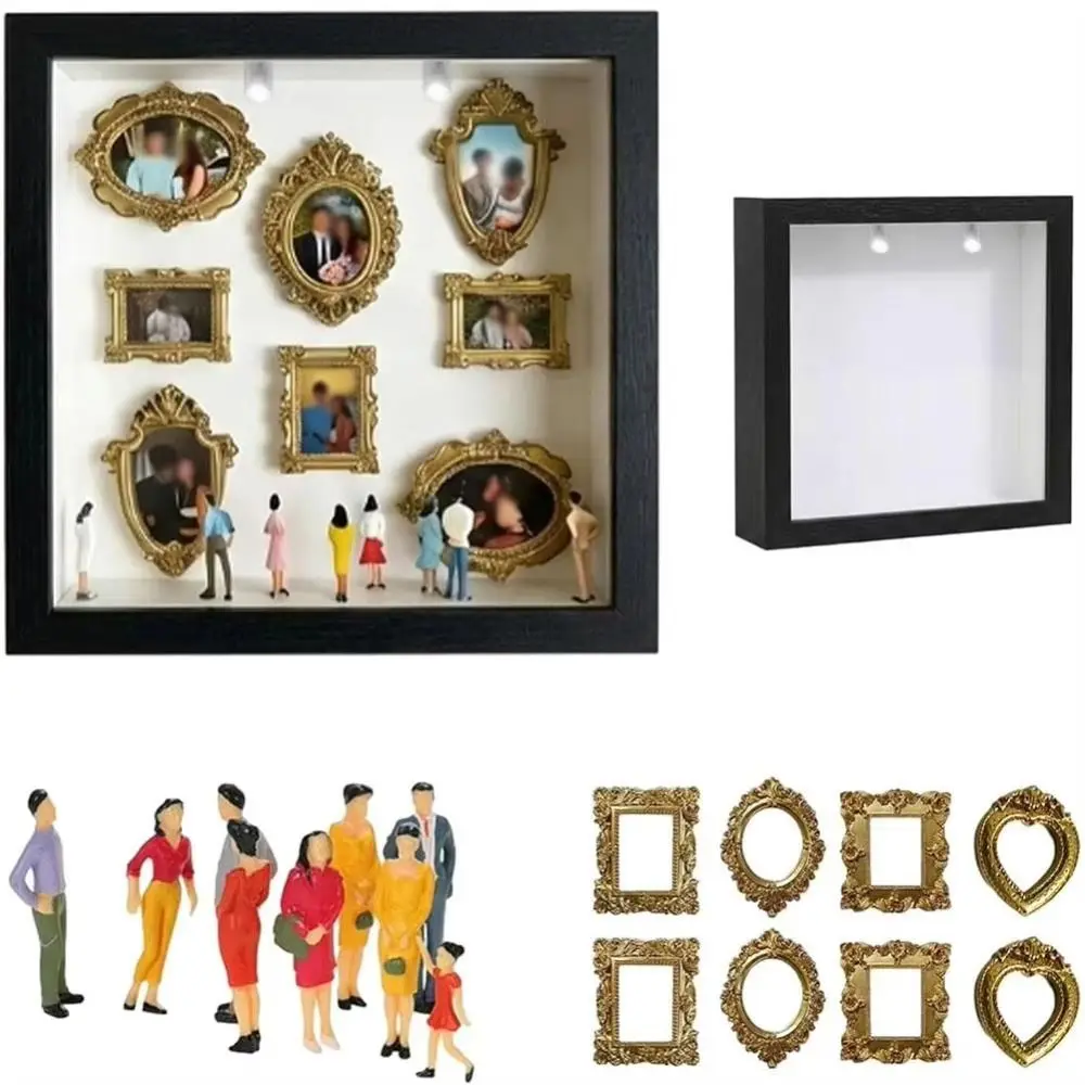 Silhouetten-Box DIY Mini-Museum-Box Goldrahmen Figurenstatuen Schattenbox-Rahmen-Set Mini-Figuren Handgemachtes Kunsthandwerk