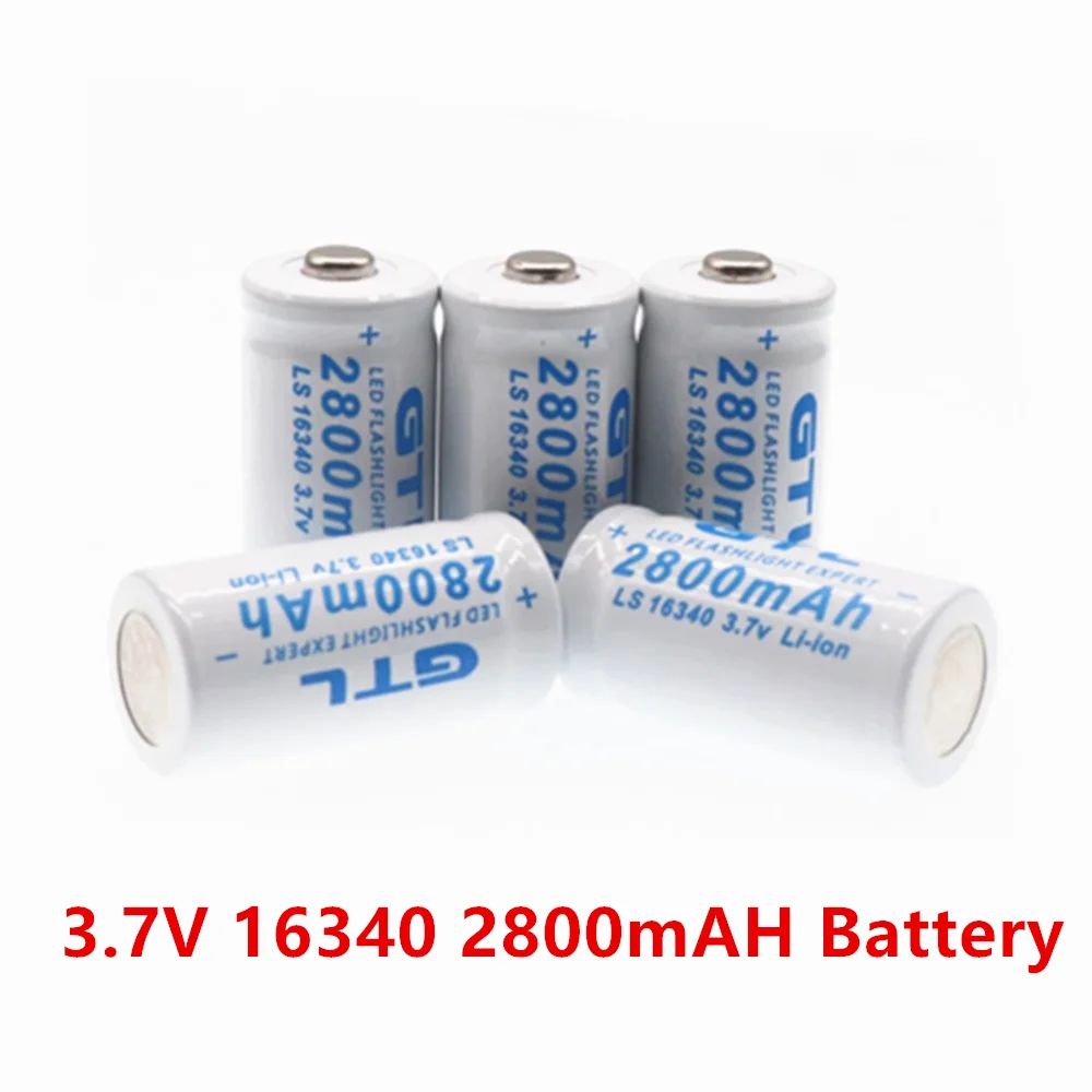 New 3.7V 2800mAh Lithium Li-ion 16340 CR123A Rechargeable Batteries for Laser Pen LED Flashlight