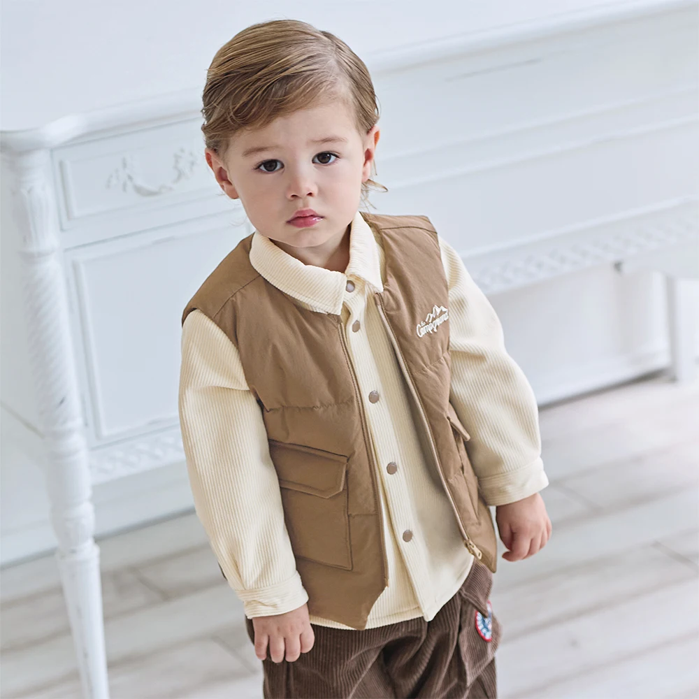 Dave Bella Boys Down Jacket Two Piece Set Autumn Winter Children Thick Vest Velvet Shirt Casual Outerwear Kids Clothes DB4254501