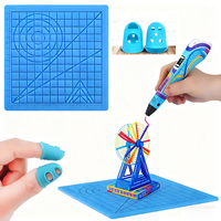 3D Printing Pen Silicone Mat DIY With 2 Finger Protectors Template Drawing Tool Silicone Pad Drawing Tools for Kids Adults