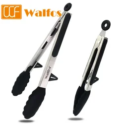 WALFOS 22 CM And 30CM Food Grade 100% Silicone Food Tong Kitchen Tongs Utensil Cooking Tong Clip Clamp Salad Serving BBQ Tools