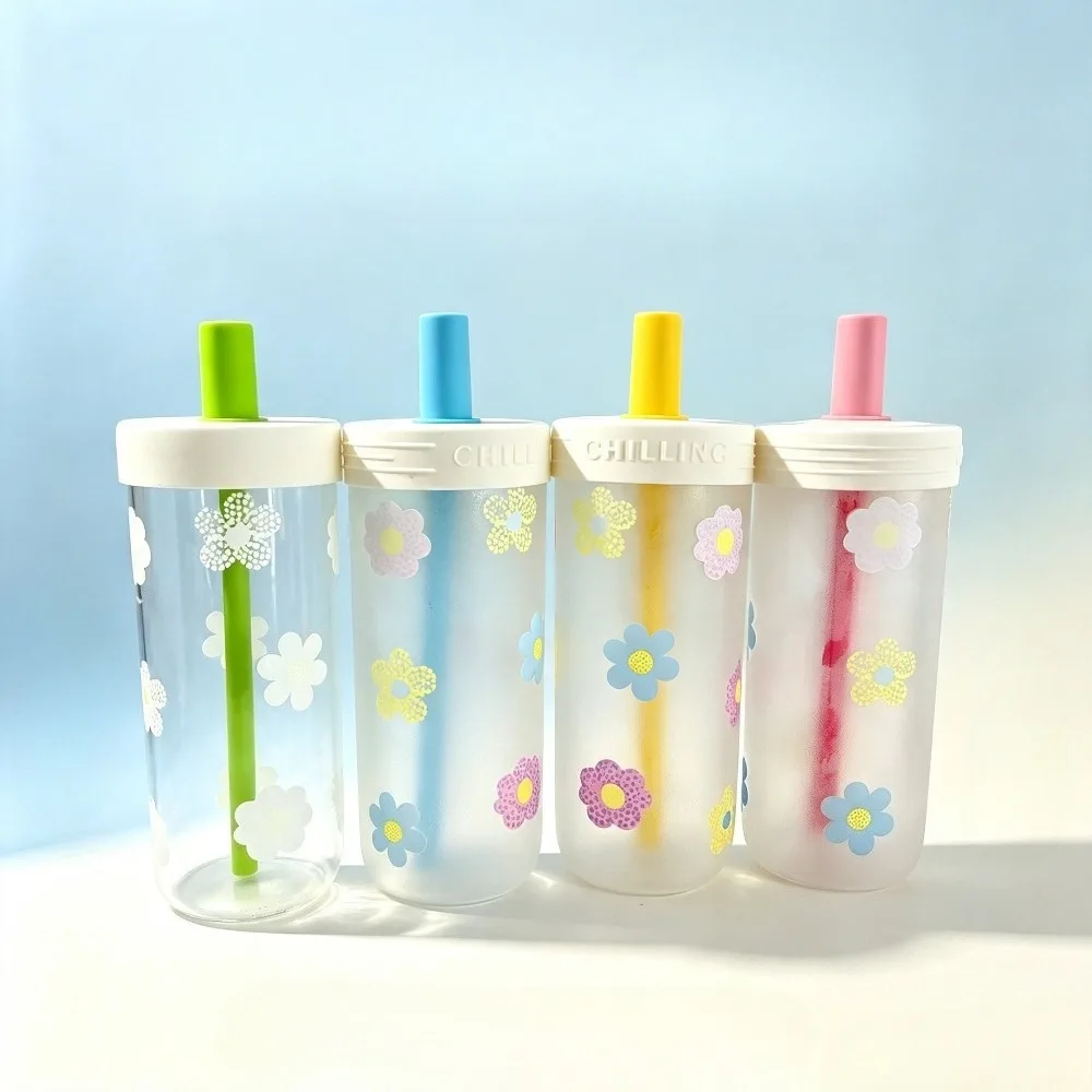 1 Piece 650ml Borosilicate Glass Water Cup Cold Sensitive Color Changing Straw Lid Drinking Mug for Office Daily Beverage Mug