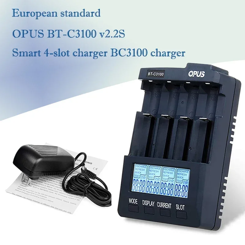 New OPUS BT-C3100 V2.2 Four Slots LCD Screen Replenisher Smart Rechargeable Smart Battery Charger Accessories & Parts