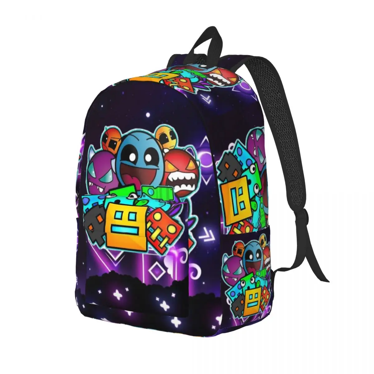 Geometry Dash Casual Backpack Outdoor High School Work Daypack for Men Women College Canvas Bags