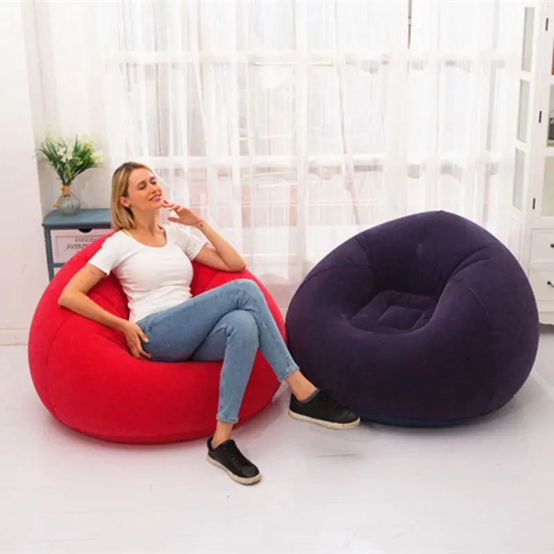 New inflatable spherical sofa pvc flocking lazy sofa, foldable storage single inflatable backrest sofa