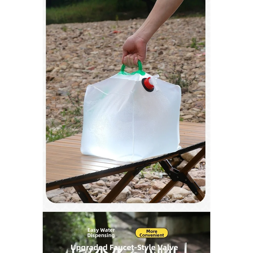 For Camping And Hiking Transparent Foldable Water Bag Outdoor Water Storage 20L Large Capacity Leak-proof Sealed