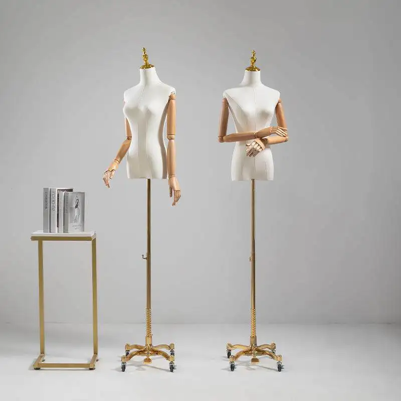 Clothing store model props female half body high-end universal wheel dummy table wedding dress window model display stand body