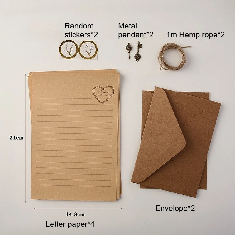 Papier Kraft Retro Papier Listowy Pocztówki Koperty Vintage Torba do Przechowywania Europejski Styl Zaproszenia Ślubne Listy Artykuły Papiernicze Biurowe