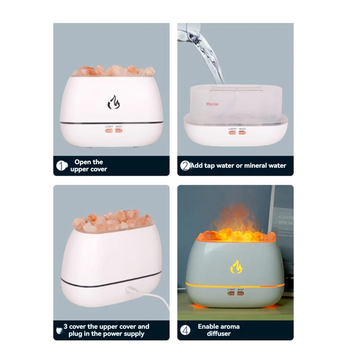 Aroma Diffuser Ultrasonic USB Air Humidifier 3D Flame Diffuser Essential Oils Diffuser Aromatherapy Air Freshener A-A14I
