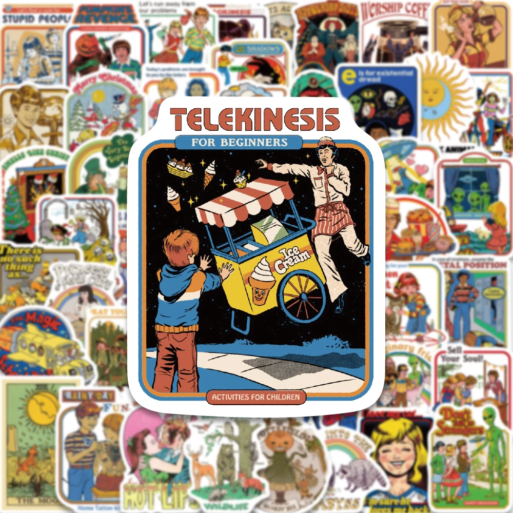 50 pçs dos desenhos animados engraçado comida retro arte cartaz adesivos criativo horror abstrato decoração copo de água caso do telefone scrapbook presente