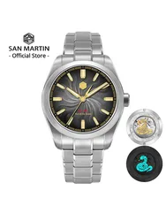 San Martin 2025 Guilloche Dial Snake Year Limited 39mm Miyota 90S5 Clear Caseback Men Automatic Mechanical Watch Luminous SN0144