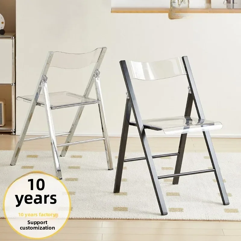 

Internet Celebrity Simple Acrylic Transparent Folding Chair Home Dining Chair Photo Backrest Can Be Stored Stool Dining Chairs