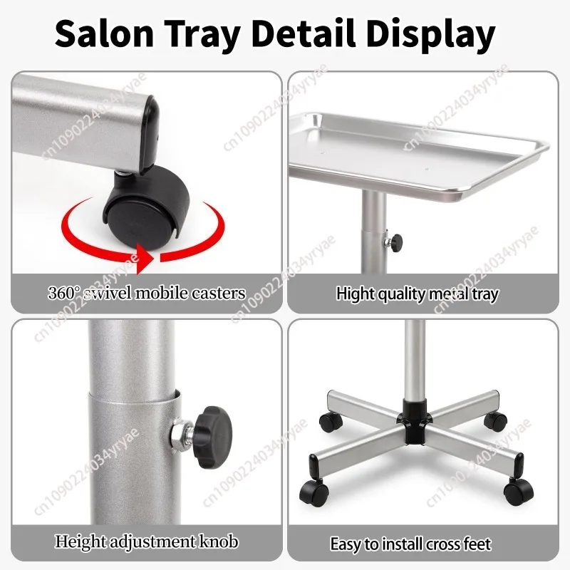 Brand New Bright Silver Salon Tray Salon Hair Cart Beauty Spa Tray Cart Cross Border
