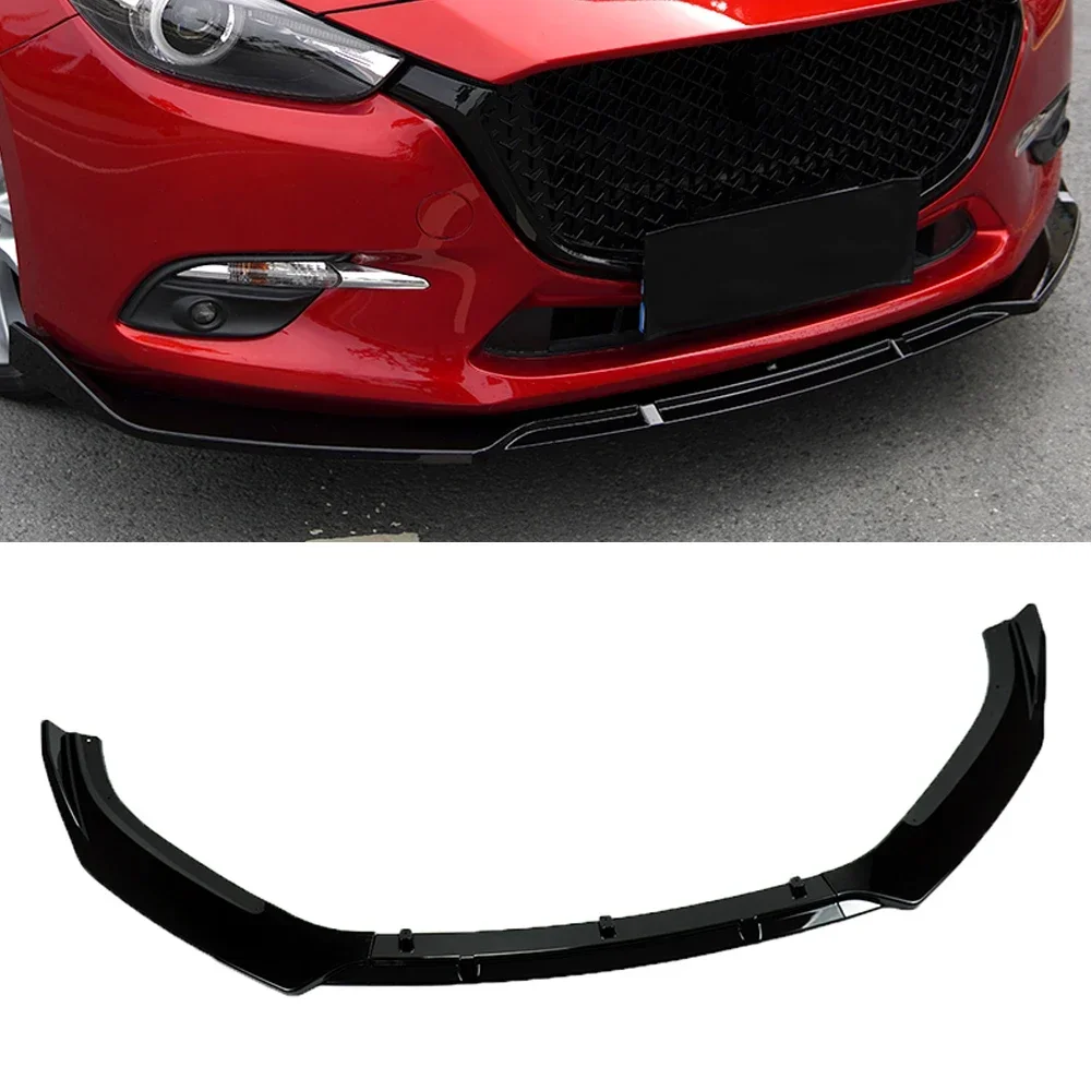 

For Mazda 3 BM BN 2014-2019 3PCS Car Front Bumper Lip Splitter Plate Cover Trim Spoiler Diffuser Deflector Body Kit Canard Guard