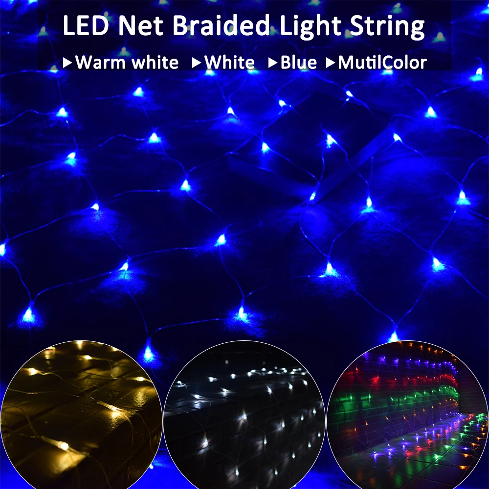 LED Net Beleuchtung String Outdoor EU Stecker 220V Weihnachten Garten Urlaub Wohnkultur Hochzeit Party Fee Baum Dekoration wasserdicht – Detail 2