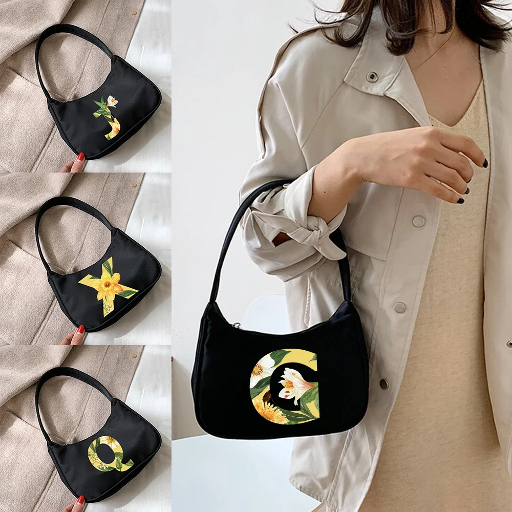 Women's Mini Underarm Bags Fashion Street Handbag Small Bag Floral Letter Print Casual Underarm Bag Shopping Hobo Shoulder Bags