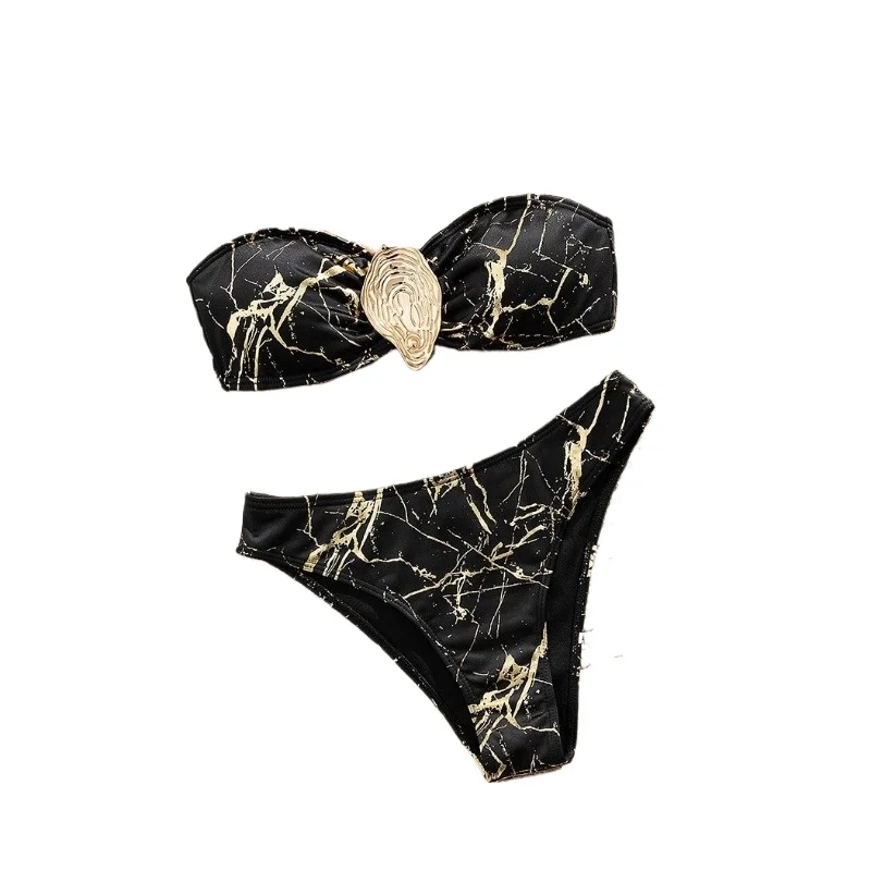 2026 New Swimsuit European and American Multi-color Cross Sexy Marble Lace Bikini Swimsuit Two-Piece Suits Swimming and Wading