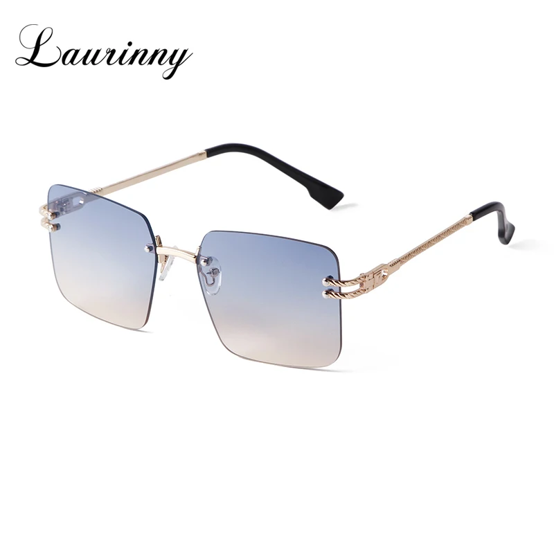 

2022 New Square Rimless Sunglasses Men Women Luxury Brand Design Trend Metal Frame Marine Lens Sunshade UV400 Men's Sunglasses