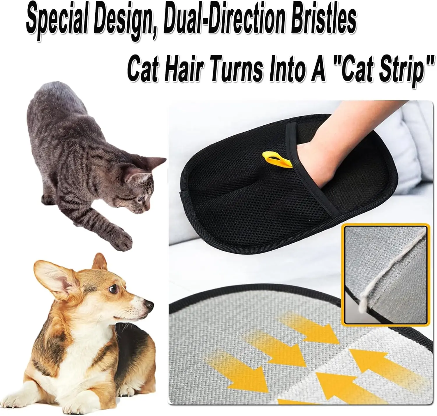 Dwustronne rękawice do pielęgnacji zwierząt domowych do kąpieli psów, rękawice wielokrotnego użytku do usuwania sierści zwierząt domowych do mycia, usuwania sierści