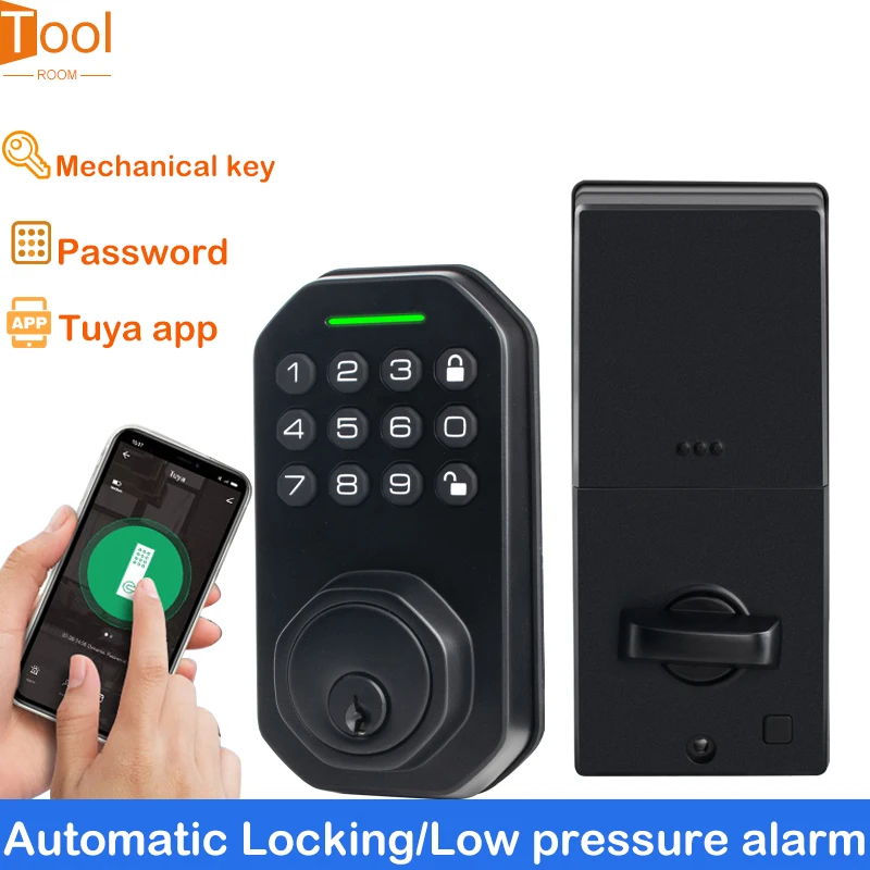 

Smart Door Lock Bluetooth Tuya App Keypad Digital Password Mechanical Key Security Home Auto Lock with 60mm Deadbolt Mortise