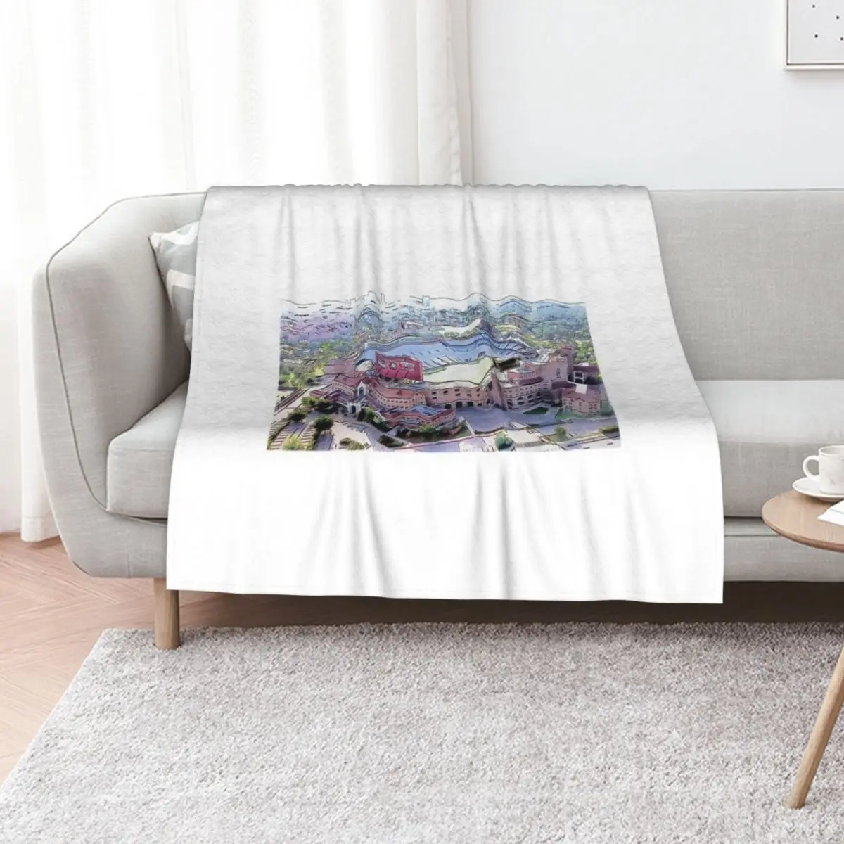 Aerial of the Doak Campbell Stadium in Tallahassee, Florida - pencil sketch Throw Blanket warm winter Soft Travel Blankets