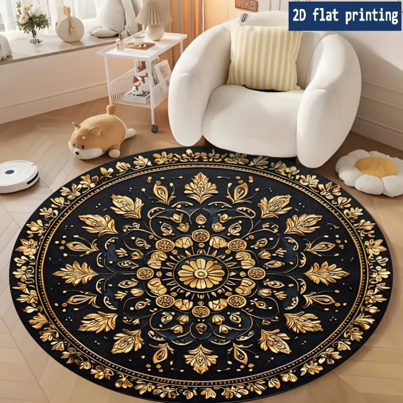 Vintage Floral Round Rug Birds Tree Branch Area Carpet Pastoral Garden Style Living Room Bedside Aesthetic Decorative Floor Mat