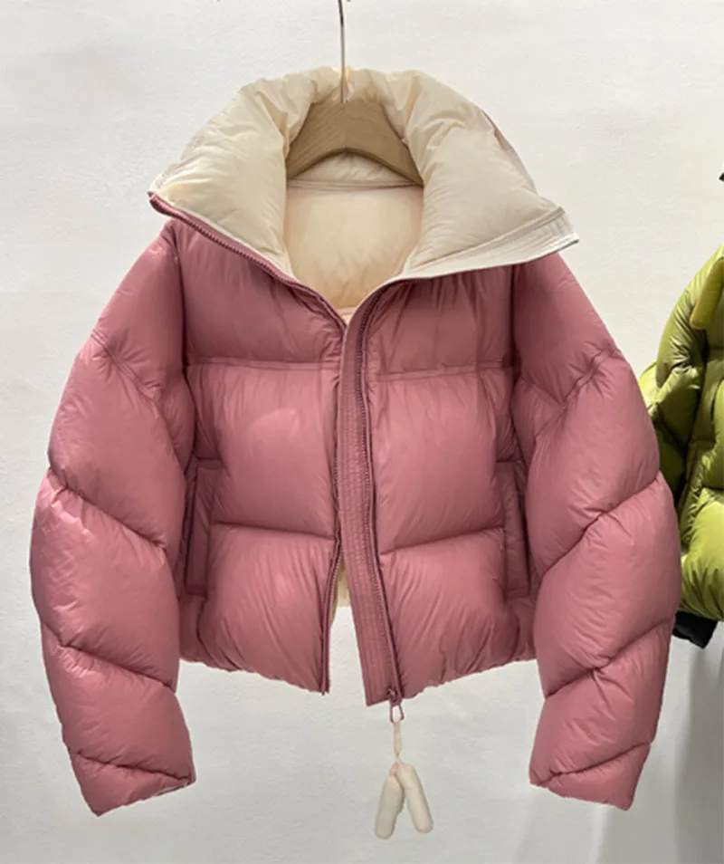 Piumino da donna caldo colletto alla coreana giacca imbottita corta antivento addensare giacca invernale parka allentato coreano cappotto donna Outwear