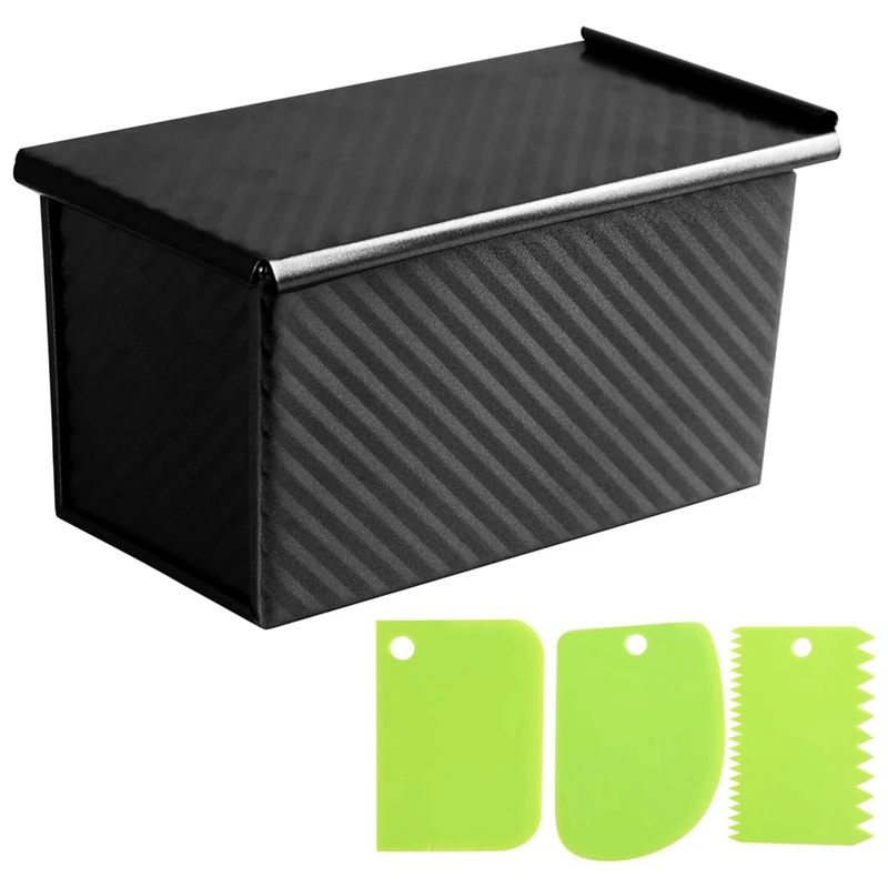 

With Dough Scraper Cutter-Pullman Loaf Pan With Lid Covered Bread Pan For Homemade Sandwich Bread And Baking Carbon Steel