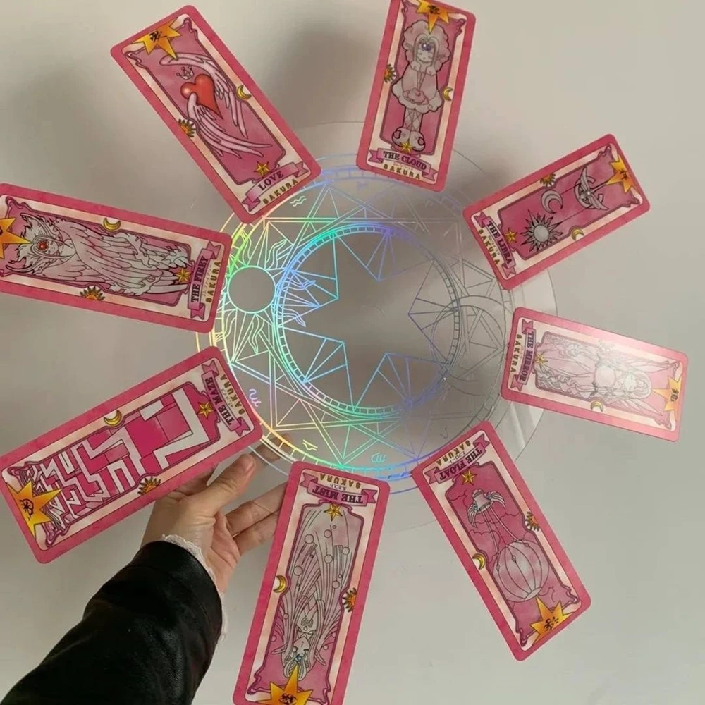 Captor de cartas de Anime Kinomoto Sakura, Círculo Mágico, tocadiscos, tarjeta de Clow de Tarot, accesorios de utilería de juguete para Cosplay