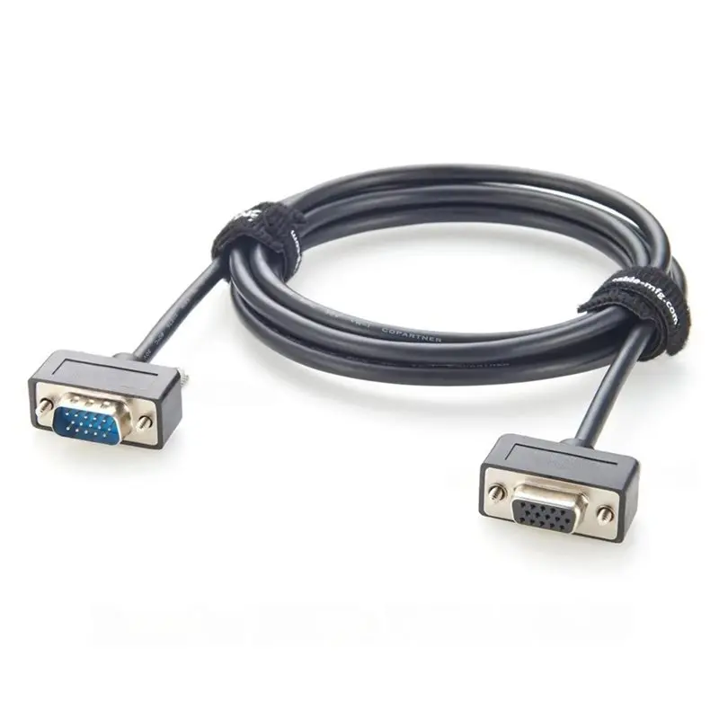 ABIJ-Ultra Thin Low Profile HD15 Male To Female Extension Cable Screw Panel Mount For SVGA VGA Monitor Video Cable