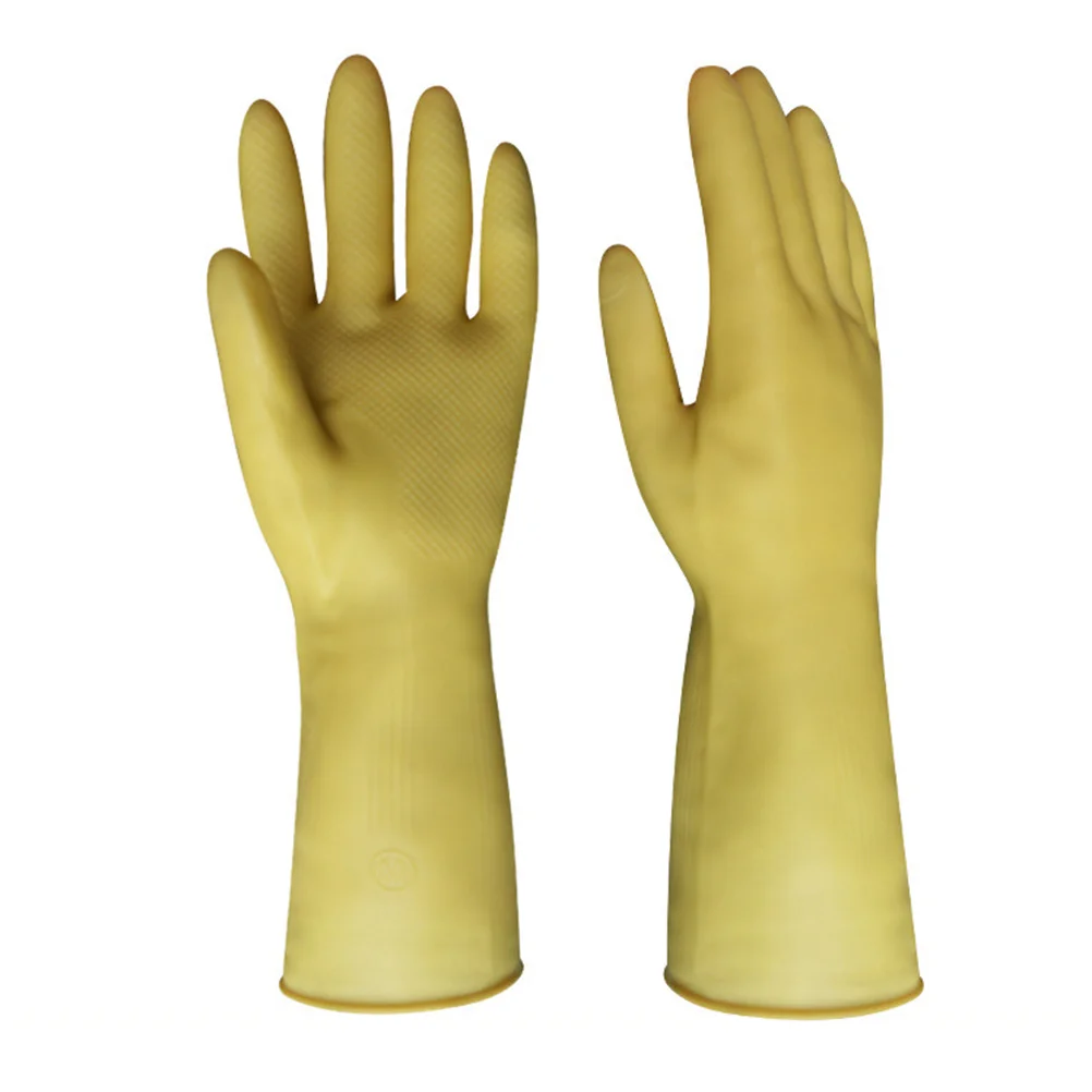 

2Pairs Durable Waterproof Latex Gloves Thickened Anti Skid Kitchen Dishwashing Laundry Household Protection Hands