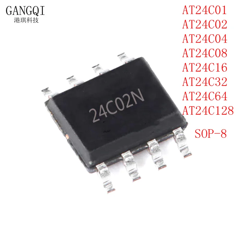 10PCS AT24C01 AT24C02 AT24C04 AT24C08 AT24C16 AT24C32 AT24C64 AT24C128 SOP-8 New and Original IC Chipset