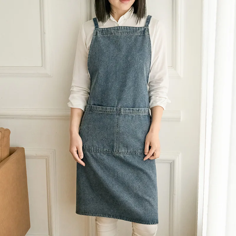 Customizable Denim Apron For Home Kitchen Use Ideal For Baristas Painters And Diy Crafts Unisex Design With Logo Printing view 3